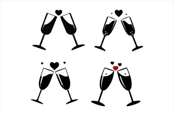 Clinking Champagne Glasses Icon Bundle Graphics & Print Materials Mockups