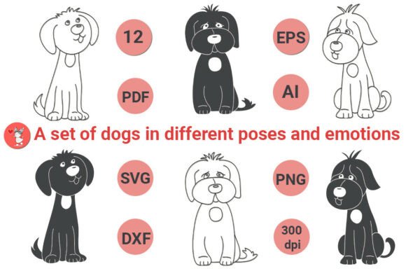 Dogs in Poses: Graphics & Decorative Elements