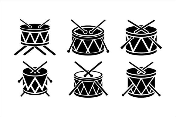 Drum Icon Bundle: Graphics for Print Materials Mockups