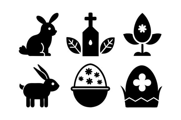 Easter Icon Silhouette Vector Bundle: Graphics & Print Materials Mockups