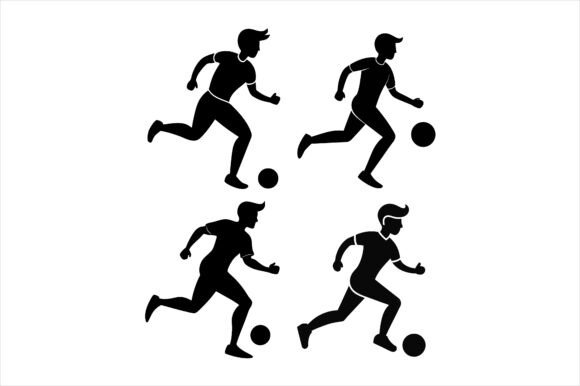 Footballer Silhouette Vector Icon Bund: Graphics for Print Materials Mockups