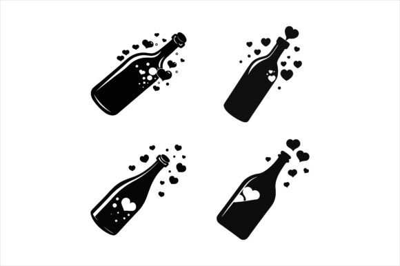 Heart Bubbles in Bottle Icon Bundle: Graphics & Print Materials Mockups