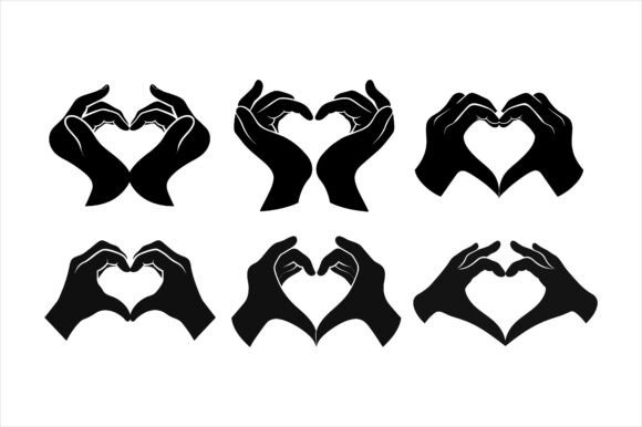 Heart Hands Silhouette Icon Bundle: Graphics & Print Materials Mockups