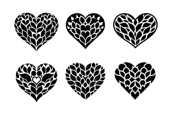 Heart Pattern Silhouette Vector Bundle: Graphics & Print Materials Mockups