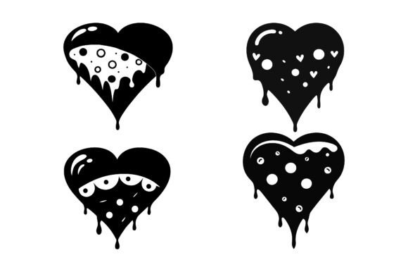 Heart-Shaped Slice Silhouette Graphics for Print Materials Mockups
