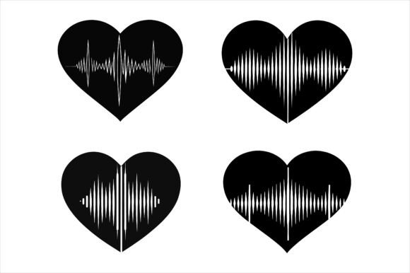 Heart Soundwave Icons: Graphics & Print Mockups