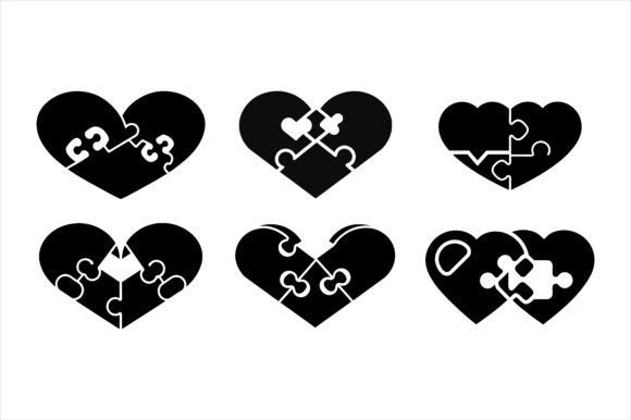 Interlocking Puzzle Heart Bundle: Graphics & Freebies
