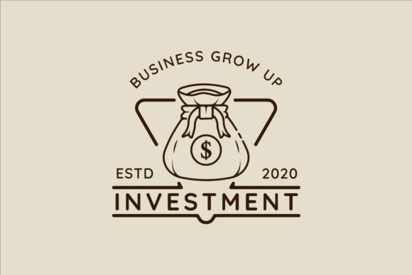 Money Bag Line Art Logo Vector Simple for Graphics and Logos