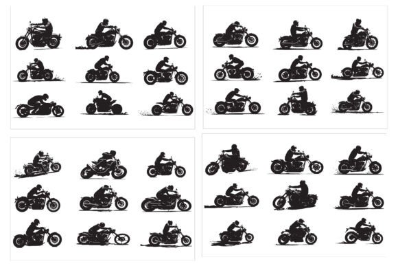 Motorcycle Vector Silhouette Set for Crafts & Graphics