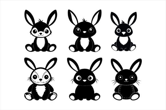 Stuffed Rabbit Silhouette: Graphics & Print Materials Mockups