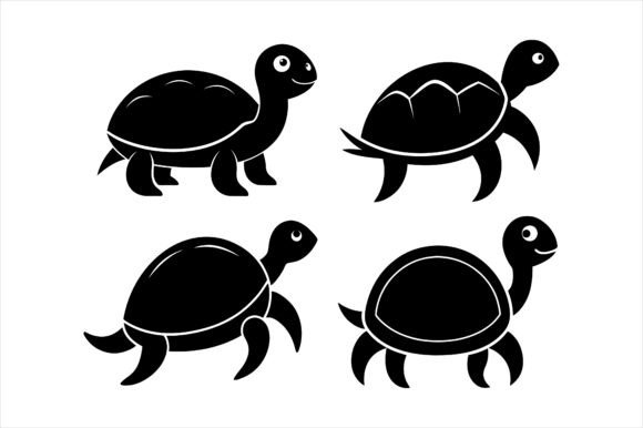 Turtle Silhouette Graphics for Print Materials Mockups