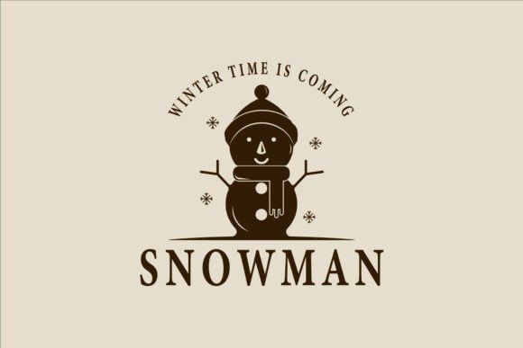 Winter Snowman Logo Vector Vintage Graphics Freebies